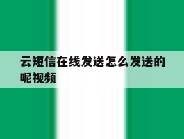 云短信在线发送怎么发送的呢视频