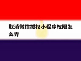 取消微信授权小程序权限怎么弄