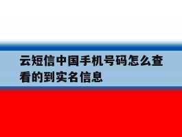 云短信中国手机号码怎么查看的到实名信息