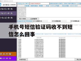 手机号短信验证码收不到短信怎么回事