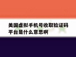 包含美国虚拟手机号收取验证码平台是什么意思啊的词条