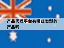 产品代理平台有哪些类型的产品呢