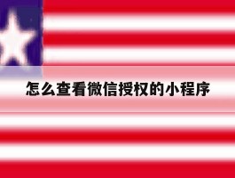 怎么查看微信授权的小程序