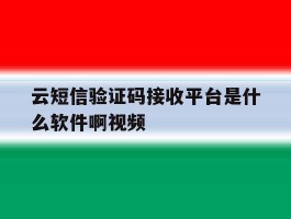 云短信验证码接收平台是什么软件啊视频的简单介绍