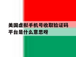 美国虚拟手机号收取验证码平台是什么意思呀的简单介绍