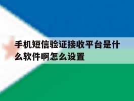 手机短信验证接收平台是什么软件啊怎么设置