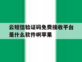 云短信验证码免费接收平台是什么软件啊苹果