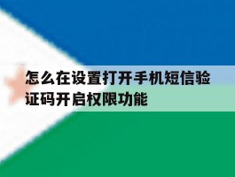 怎么在设置打开手机短信验证码开启权限功能