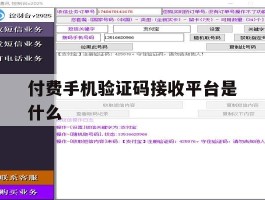 付费手机验证码接收平台是什么