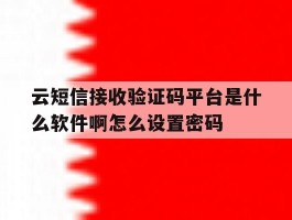 包含云短信接收验证码平台是什么软件啊怎么设置密码的词条