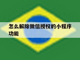 怎么解除微信授权的小程序功能