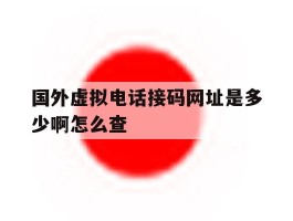 国外虚拟电话接码网址是多少啊怎么查