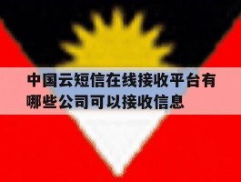中国云短信在线接收平台有哪些公司可以接收信息的简单介绍