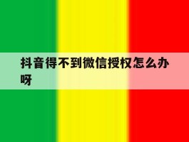 抖音得不到微信授权怎么办呀