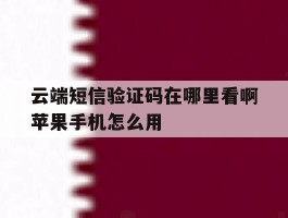 关于云端短信验证码在哪里看啊苹果手机怎么用的信息