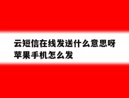 云短信在线发送什么意思呀苹果手机怎么发