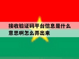 接收验证码平台信息是什么意思啊怎么弄出来