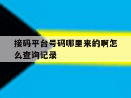接码平台号码哪里来的啊怎么查询记录