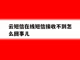 云短信在线短信接收不到怎么回事儿