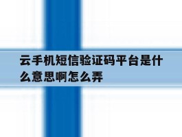 云手机短信验证码平台是什么意思啊怎么弄