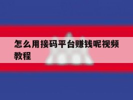 怎么用接码平台赚钱呢视频教程