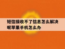 包含短信接收不了信息怎么解决呢苹果手机怎么办的词条
