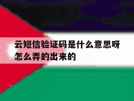 云短信验证码是什么意思呀怎么弄的出来的