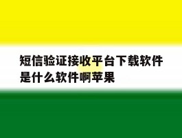 短信验证接收平台下载软件是什么软件啊苹果