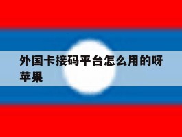 外国卡接码平台怎么用的呀苹果