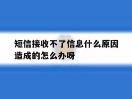 关于短信接收不了信息什么原因造成的怎么办呀的信息