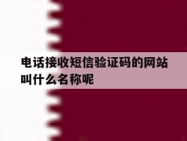 电话接收短信验证码的网站叫什么名称呢