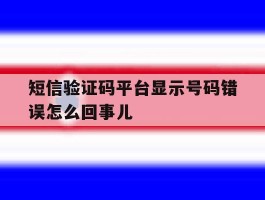 短信验证码平台显示号码错误怎么回事儿