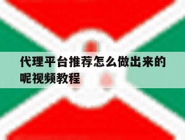 代理平台推荐怎么做出来的呢视频教程