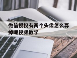 微信授权有两个头像怎么弄掉呢视频教学