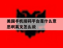 关于美国手机接码平台是什么意思啊英文怎么说的信息