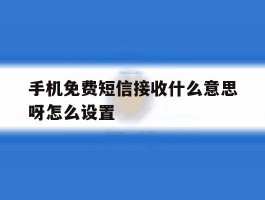 手机免费短信接收什么意思呀怎么设置