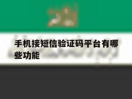 手机接短信验证码平台有哪些功能