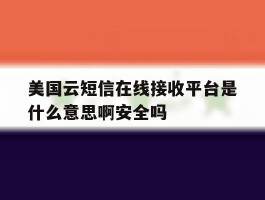 美国云短信在线接收平台是什么意思啊安全吗