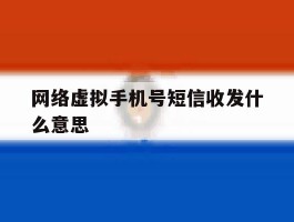 网络虚拟手机号短信收发什么意思