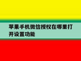 苹果手机微信授权在哪里打开设置功能