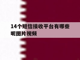 14个短信接收平台有哪些呢图片视频