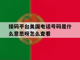 接码平台美国电话号码是什么意思呀怎么查看