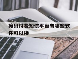 接码付费短信平台有哪些软件可以接