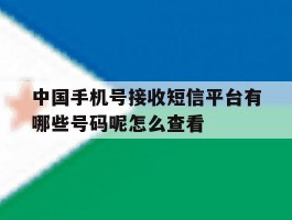中国手机号接收短信平台有哪些号码呢怎么查看的简单介绍