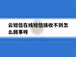 云短信在线短信接收不到怎么回事呀