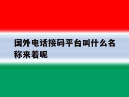 国外电话接码平台叫什么名称来着呢