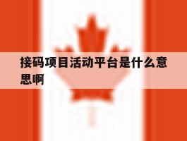 接码项目活动平台是什么意思啊的简单介绍