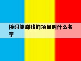 接码能赚钱的项目叫什么名字