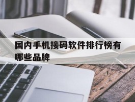 国内手机接码软件排行榜有哪些品牌