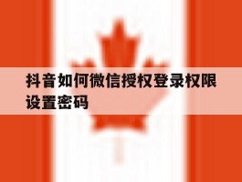 抖音如何微信授权登录权限设置密码